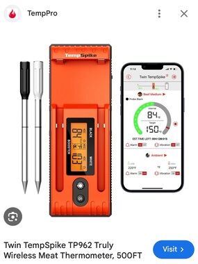 Twin TP962 Wireless Meat Thermometer - Orange -new in box!